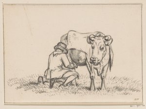 Eine Kuh wird gemolken von Jean Bernard