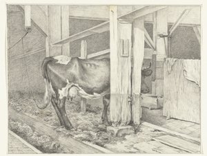 Stehende Kuh in einem Stall, nach rechts von Jean Bernard