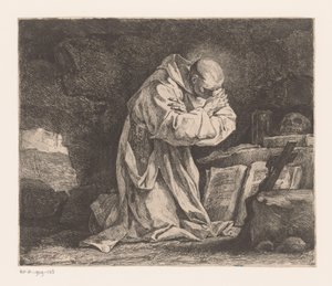 Heiliger Bruno kniend im Gebet von Jean Bernard Restout
