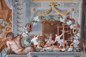 Die Töchter des Meneos, die am Webstuhl arbeiten, werden in Fledermäuse verwandelt von Jean Boulanger