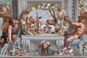 Eines der einundvierzig Paneele mit Szenen, die die Ereignisse des Bacchus erzählen von Jean Boulanger