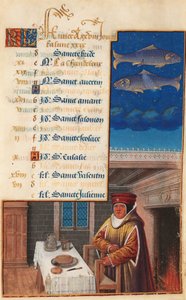 Stundenbuch von Ludwig XII (ehemals Stundenbuch von Heinrich VII), Kalenderblatt für den Monat Februar, ca. 1490-1510 von Jean Bourdichon