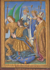 Ludwig XII. von Frankreich kniend im Gebet, begleitet von den Heiligen Michael, Karl dem Großen, Ludwig und Dionysius von Jean Bourdichon