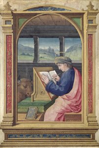 St. Lukas schreibt, aus einem Stundenbuch von Jean Bourdichon