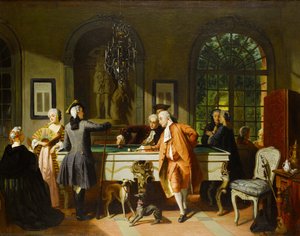 Das Billardspiel, Mitte des 19. Jahrhunderts von Jean Carolus