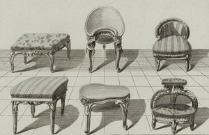 Tabourets, Bidets de Toilette, Marchepied, veröffentlicht Mitte der 1770er Jahre (Kupferstich auf Büttenpapier)