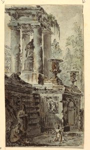 Architektonische Fantasie mit badenden Figuren