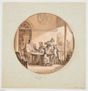 Entwurf für einen bemalten Porzellanteller, Café (Kaffee) aus dem Service des Objets de Dessert (Dessertservice)