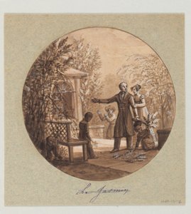 Design für einen bemalten Porzellanteller, Le Jasmin (Jasmin) aus dem Service de la Culture des Fleurs (Blumenkulturdienst) von Jean Charles Develly
