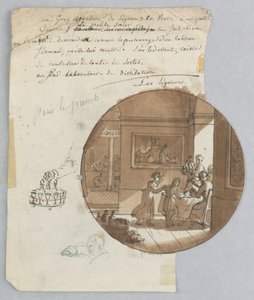 Entwurf für einen bemalten Porzellanteller, Les Liqueurs für den Services des Objets des Dessert von Jean Charles Develly