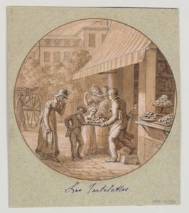 Entwurf für einen bemalten Porzellanteller, Les Tartelettes (Kleine Törtchen) für den Service des Objets de Desserts (Dessertservice)