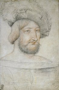 Porträt von Franz I. (1494-1547), König von Frankreich von Clouet, Jean (ca. 1485-1541). Schwarze Kreide und Rötel auf Papier, Größe: 29,3x19,1, erste Hälfte des 16. Jahrhunderts, Eremitage, St. Petersburg
