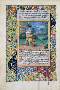 Ms Lat. Q.v.I.126 fol.17v König David in Buße vor Gott dem Vater, aus dem Stundenbuch von Louis d