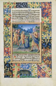 Ms Lat. Q.v.I.126 fol.21 Josephs Brüder zeigen ihrem Vater den Beweis, dass Joseph tot ist, aus dem Stundenbuch von Louis d
