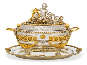 Suppenterrine, Deckel und Stand, Malines, ca. 1780