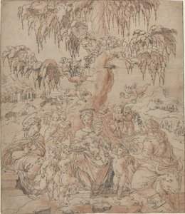 Madonna mit Kind und den Heiligen Johannes und Lukas
