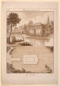 Entwurf für einen chinesischen Pavillon in einem See von Jean Démosthène Dugourc