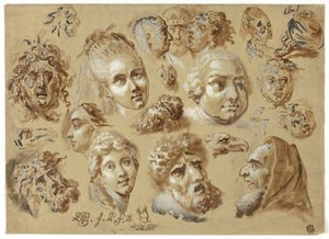 Kopfskizzen von Jean Démosthène Dugourc
