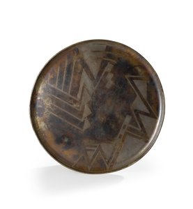 Lade in braun und silber patinierter Dinanderie, ca. 1914 von Jean Dunand