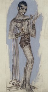Josephine Baker - Ein Modell für ein wichtiges Lackpaneel, ca. 1927 (Bleistift auf Papier) von Jean Dunand