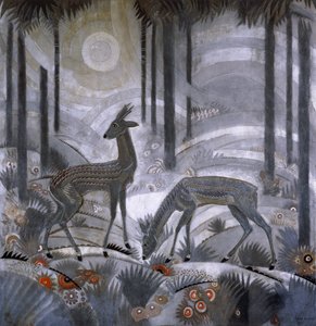 Zwei Hirsche im Wald, ca. 1929 von Jean Dunand