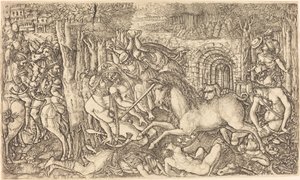 Ein König verfolgt von einem Einhorn von Jean Duvet