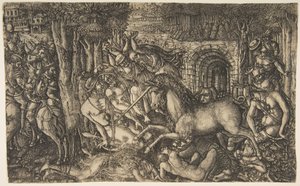 Ein König von einem Einhorn verfolgt, aus der Einhorn-Serie, ca. 1555 von Jean Duvet