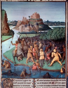 Schlacht zwischen Juden und Mazedoniern Miniatur aus „Das Buch der alten Juden“ (Jüdische Altertümer) von Jean Fouquet (1420-1481) 15. Jahrhundert Paris, B.N.