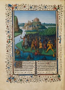Schlacht der Makkabäer gegen Bacchides, Miniatur Ms fr 247 folio 270 von Jean Fouquet