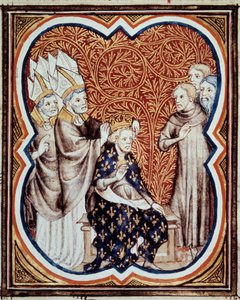 Das Horn von König Ludwig VI., genannt der Dicke (1081-1137). Miniatur aus „Les grandes chroniques de France“ von Jean Fouquet (1420-1481) 15. Jahrhundert