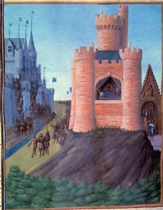 Belagerung von Avignon (1226). Tod von Ludwig VIII. Krönung von Ludwig IX. Miniatur in den „Grandes Chroniques de France“ (251v) von Jean Fouquet