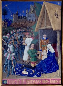 Die Anbetung der Heiligen Drei Könige. Miniatur aus „Das Stundenbuch des Étienne Chevalier“ von Jean Fouquet (1420-1477/1481)