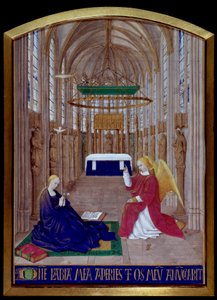 Die Miniatur Verkündigung aus dem Stundenbuch des Etienne Chevalier von Jean Fouquet (1420-1477/1481) von Jean Fouquet