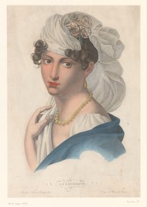 Frau mit goldenem Ohrring, Kette und weißem Schleier