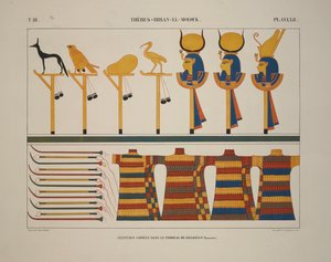 Waffen und Zeichen, Theben, Biban-el-Molouk, Illustration aus "Monuments de L