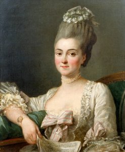 Porträt einer Dame, die ein Notenblatt hält