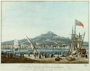 Ansicht der Stadt und des Hafens von Marseille vom Rathaus, c.1815-30 von Jean Francois Garneray