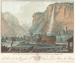 Chute de Staubbach, im Lauterbrunnental, wahrscheinlich 1776 von Jean Francois Janinet