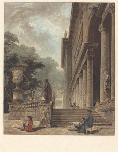 Kolonnade und Gärten des Palazzo Medici, ca. 1776 von Jean Francois Janinet