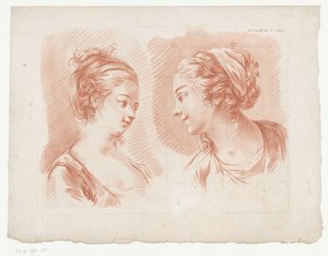 Zwei Frauenköpfe von Jean Francois Janinet