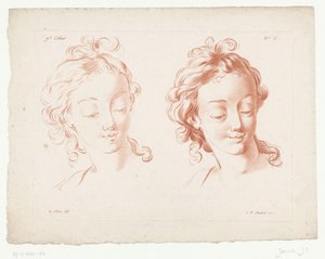 Zwei Frauenköpfe von Jean Francois Janinet