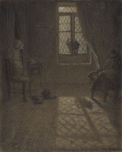 Die Katze am Fenster, 1857-58 von Jean Francois Millet