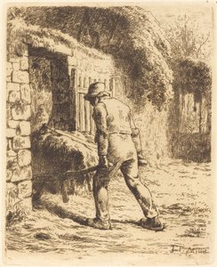 Mann mit Schubkarre von Jean Francois Millet