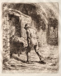 Bauer mit einer Schubkarre von Jean Francois Millet