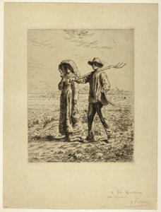 Bauern auf dem Weg zur Arbeit von Jean Francois Millet
