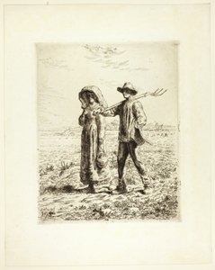 Bauern auf dem Weg zur Arbeit von Jean Francois Millet