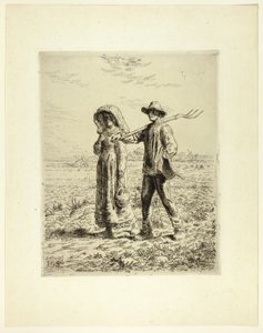 Bauern auf dem Weg zur Arbeit von Jean Francois Millet