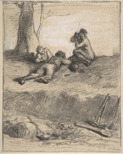 Straßenarbeiter beim Mittagessen, ca. 1850-52