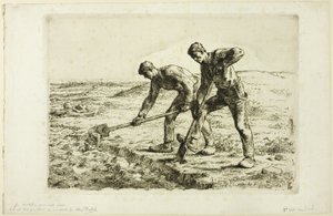 Zwei Männer graben von Jean Francois Millet