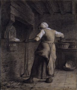 Frau beim Brotbacken